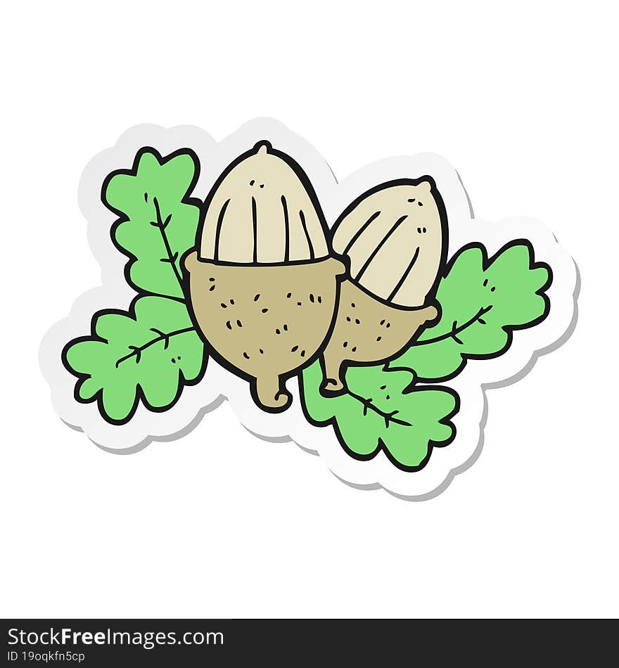 sticker of a cartoon acorns