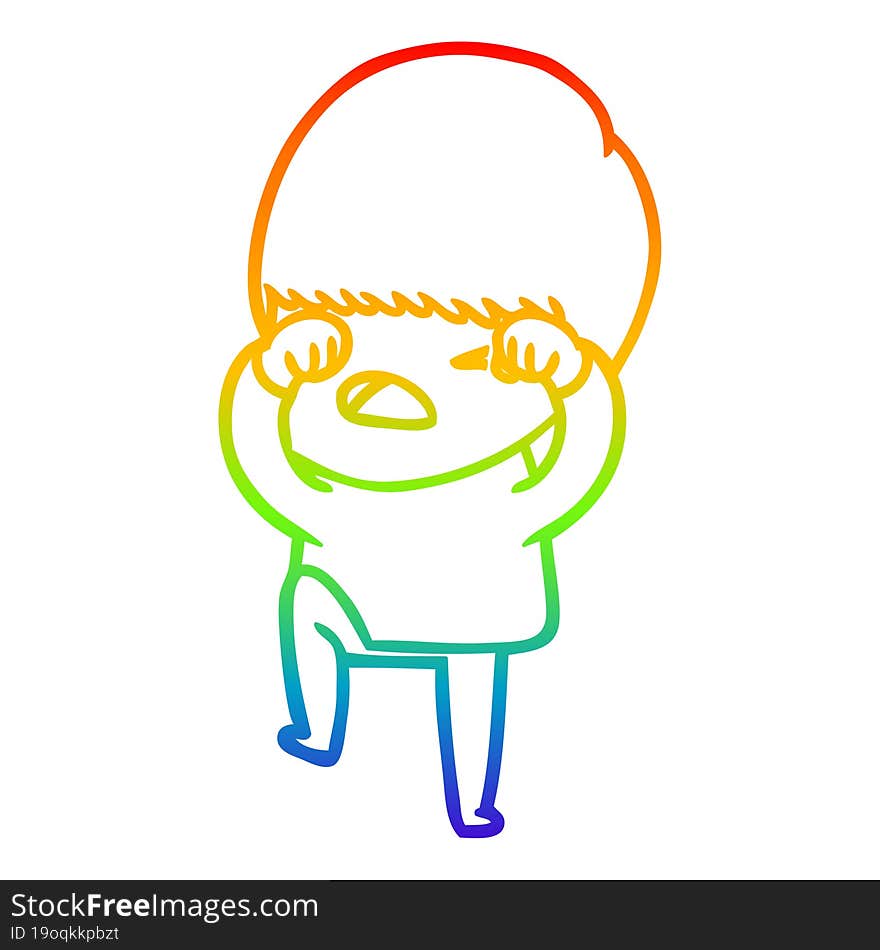 rainbow gradient line drawing cartoon stressed man