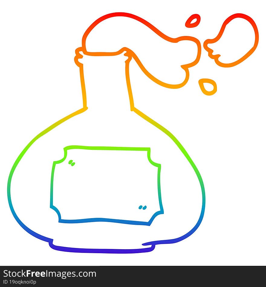 Rainbow Gradient Line Drawing Cartoon Smoking Potion