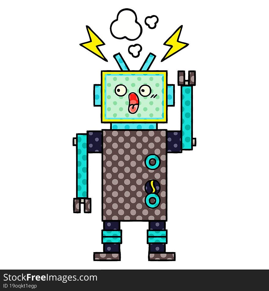 Comic Book Style Cartoon Robot