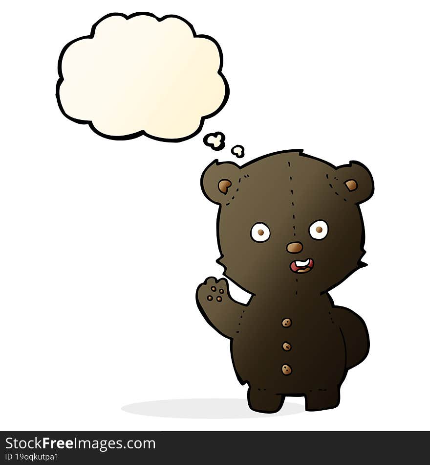 Cute Cartoon Black Bear With Thought Bubble