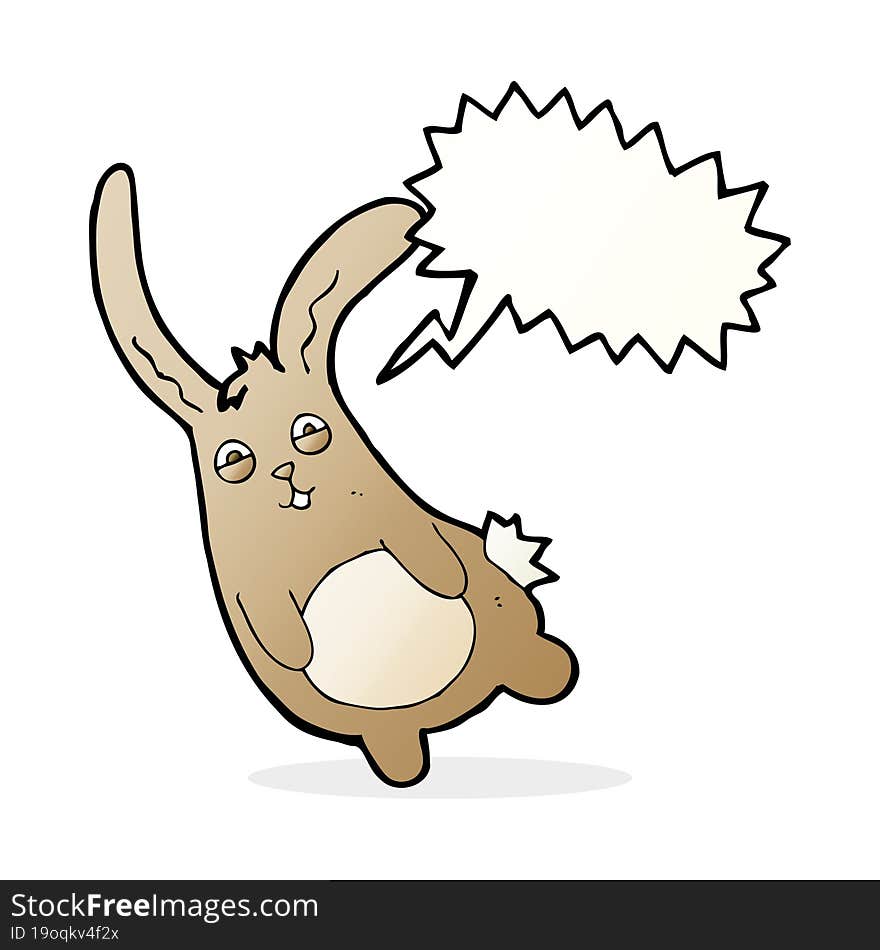 Funny Cartoon Rabbit With Speech Bubble