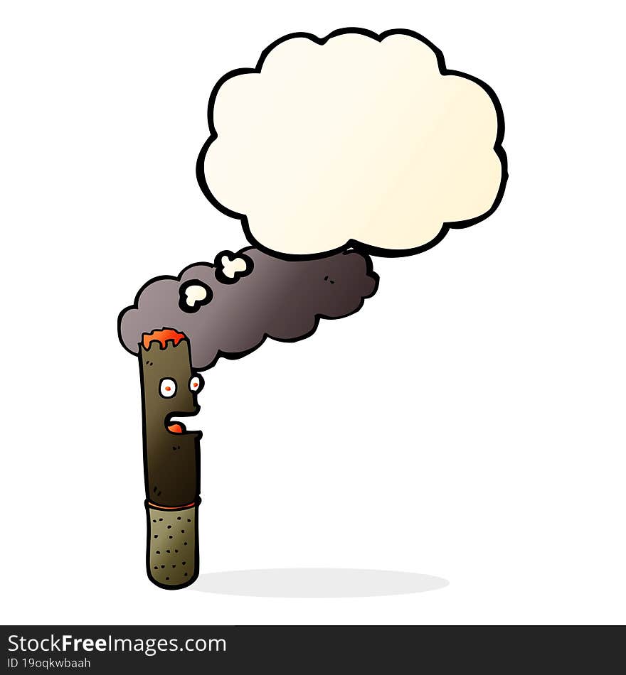 cartoon cigar with thought bubble