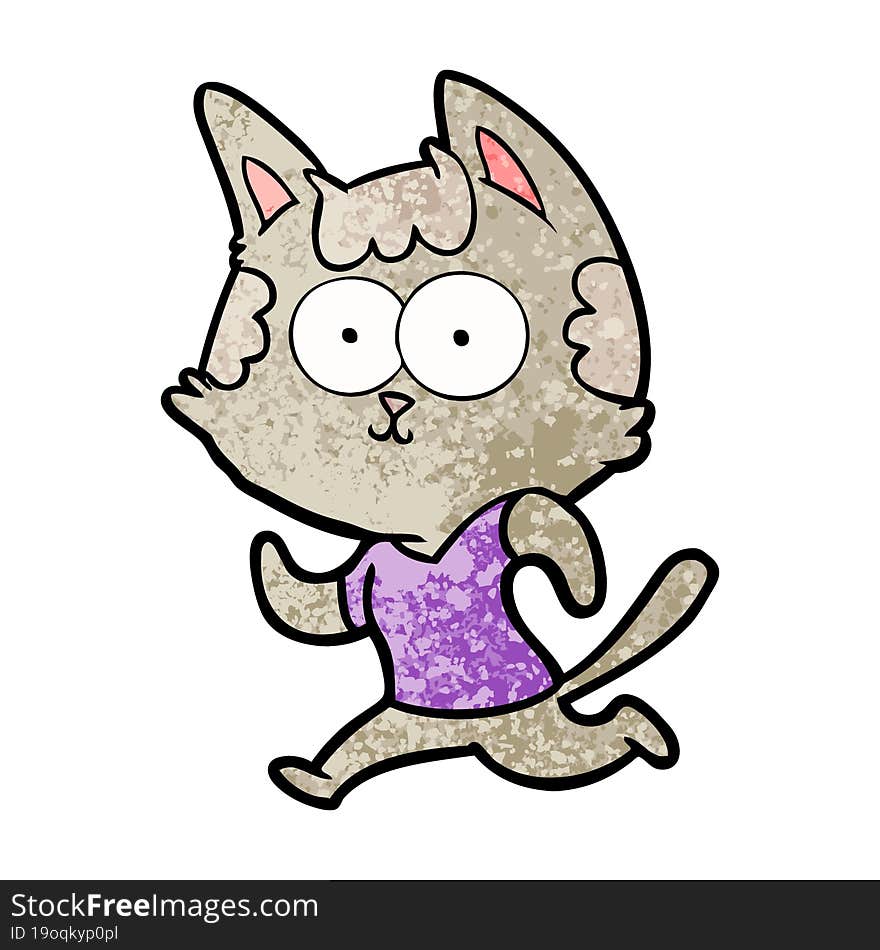 happy cartoon cat jogging. happy cartoon cat jogging