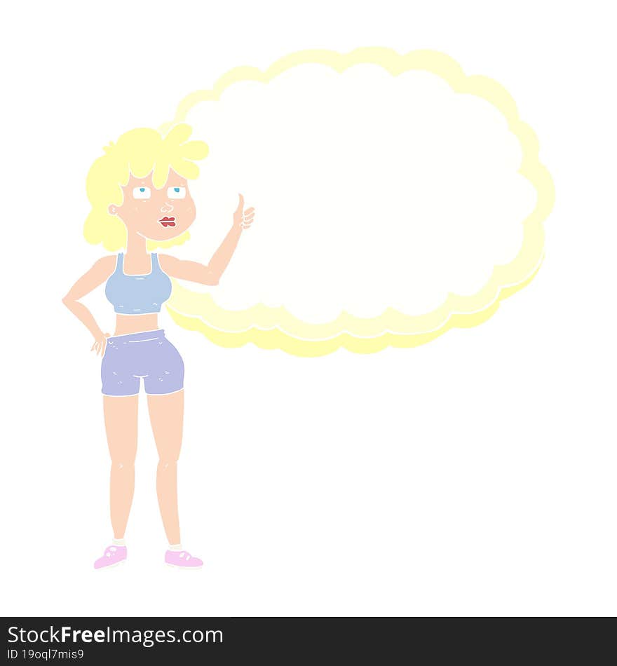 flat color illustration of a cartoon gym woman