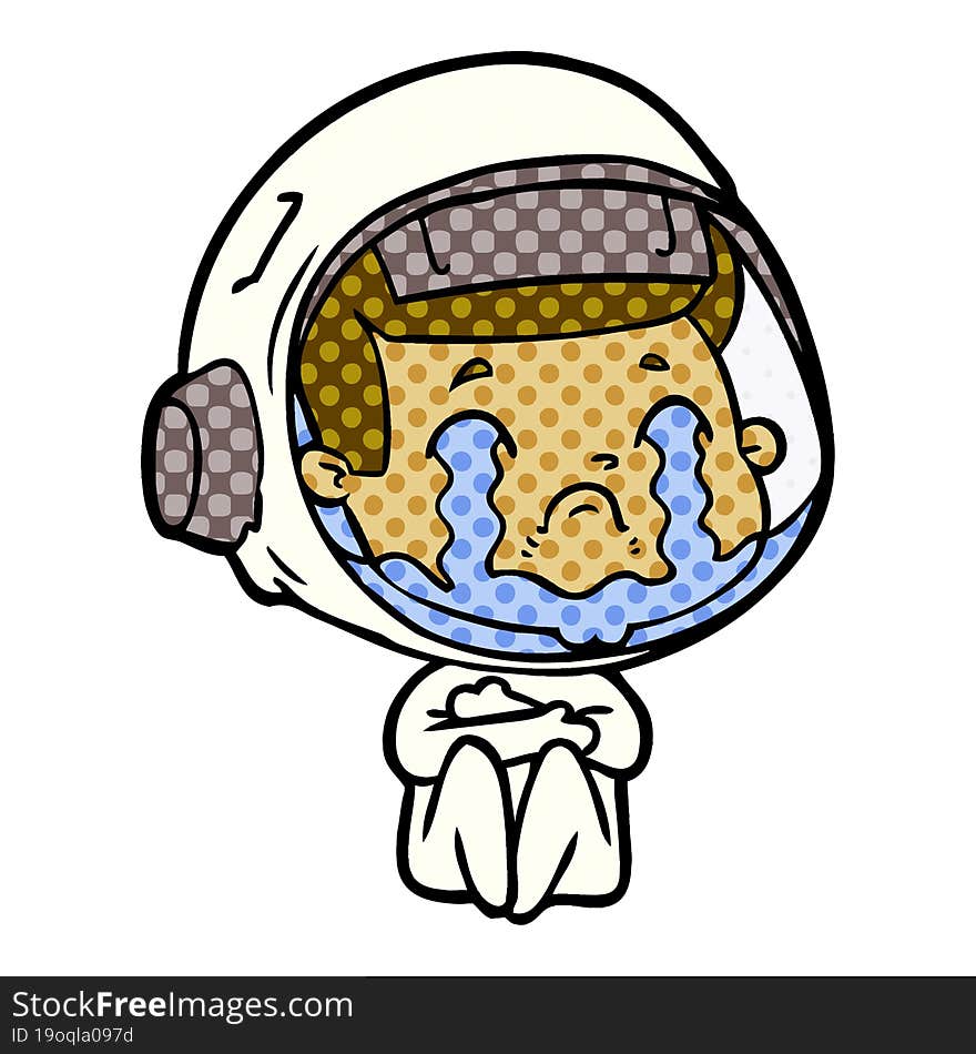 cartoon crying astronaut. cartoon crying astronaut