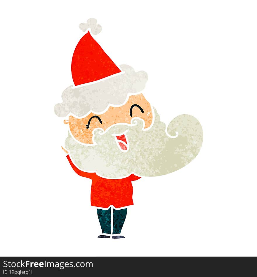 happy bearded man wearing santa hat