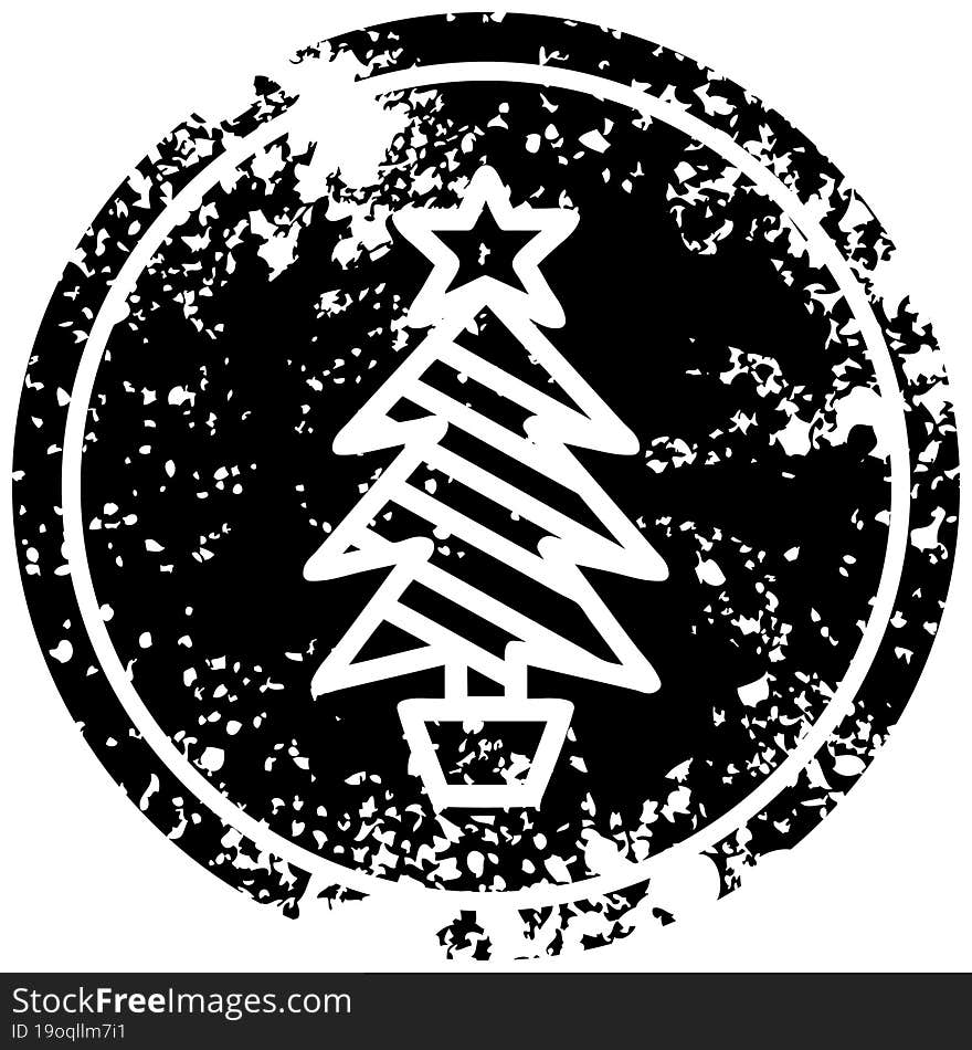 christmas tree distressed icon symbol