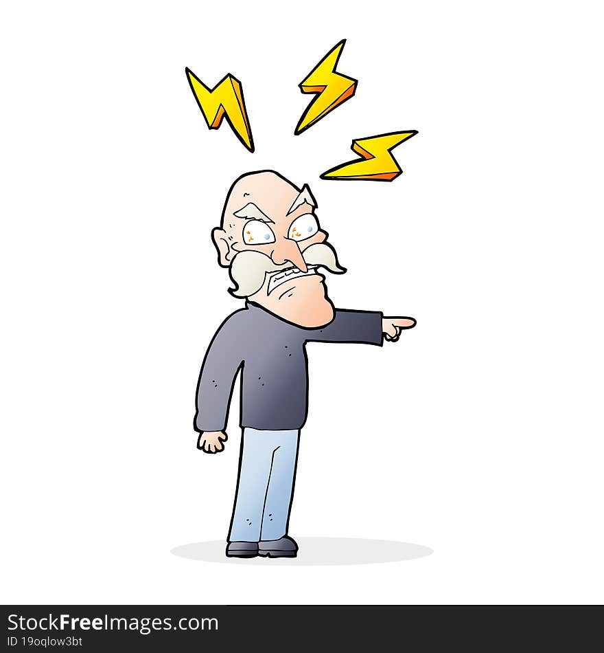 cartoon angry old man