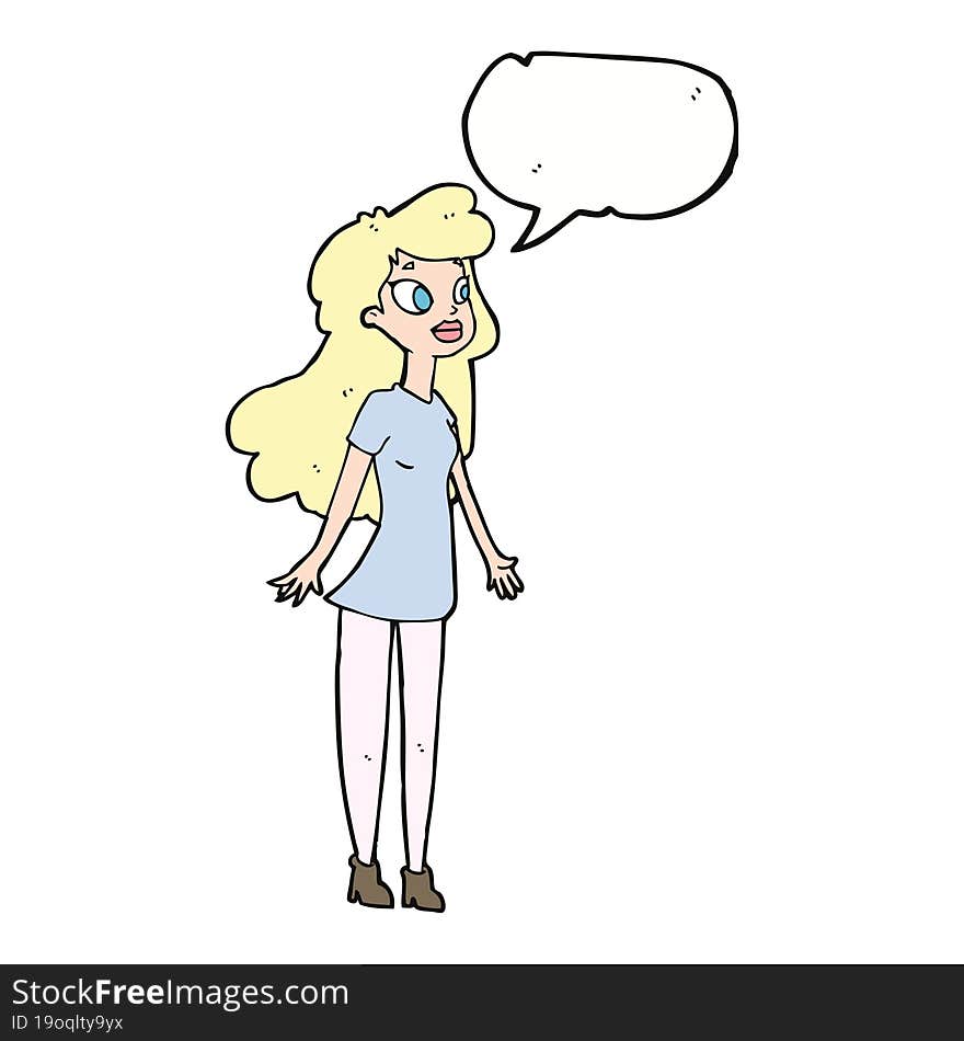 cartoon pretty girl with speech bubble