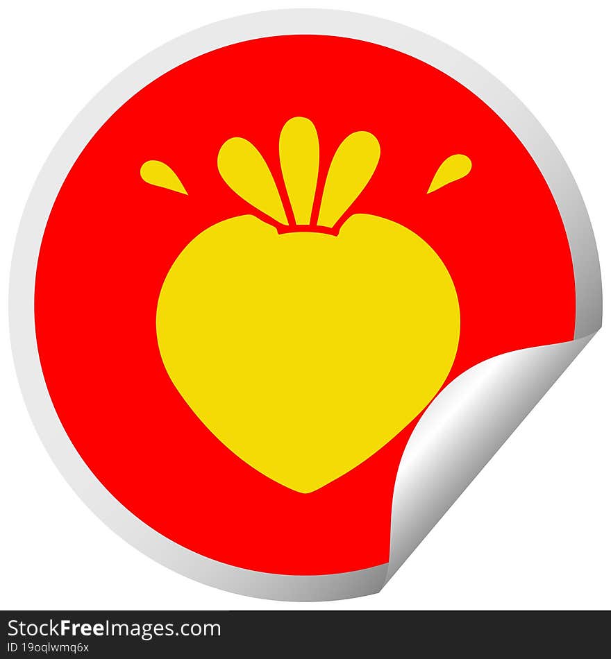 circular peeling sticker cartoon of a strawberry