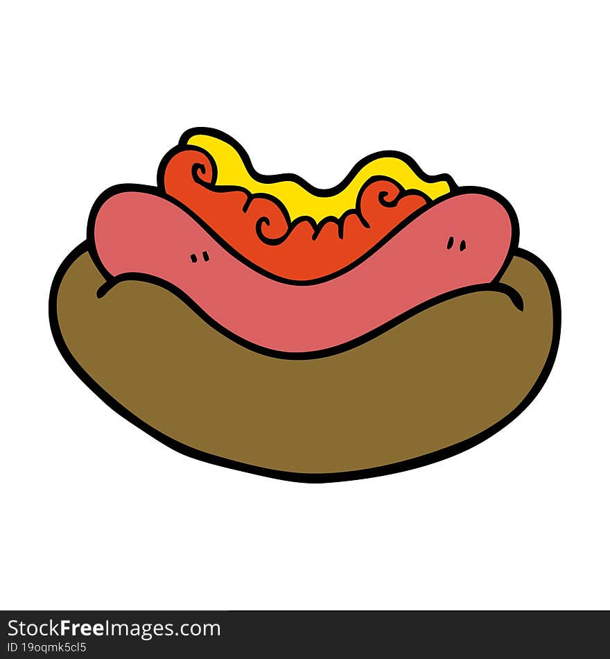 cartoon doodle hotdog in a bun