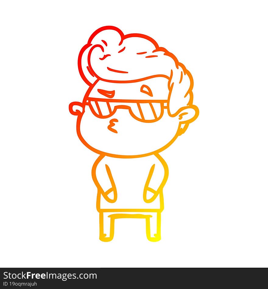 warm gradient line drawing cartoon cool guy