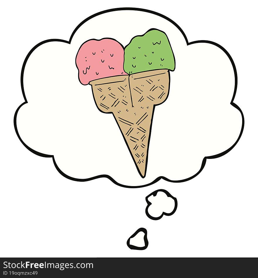 cartoon ice cream and thought bubble