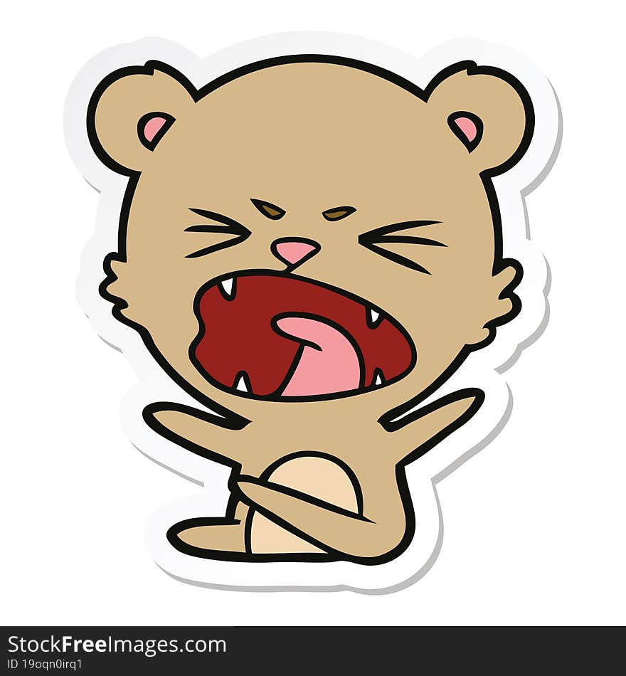 sticker of a angry cartoon bear