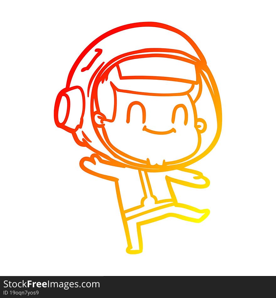 warm gradient line drawing happy cartoon astronaut man