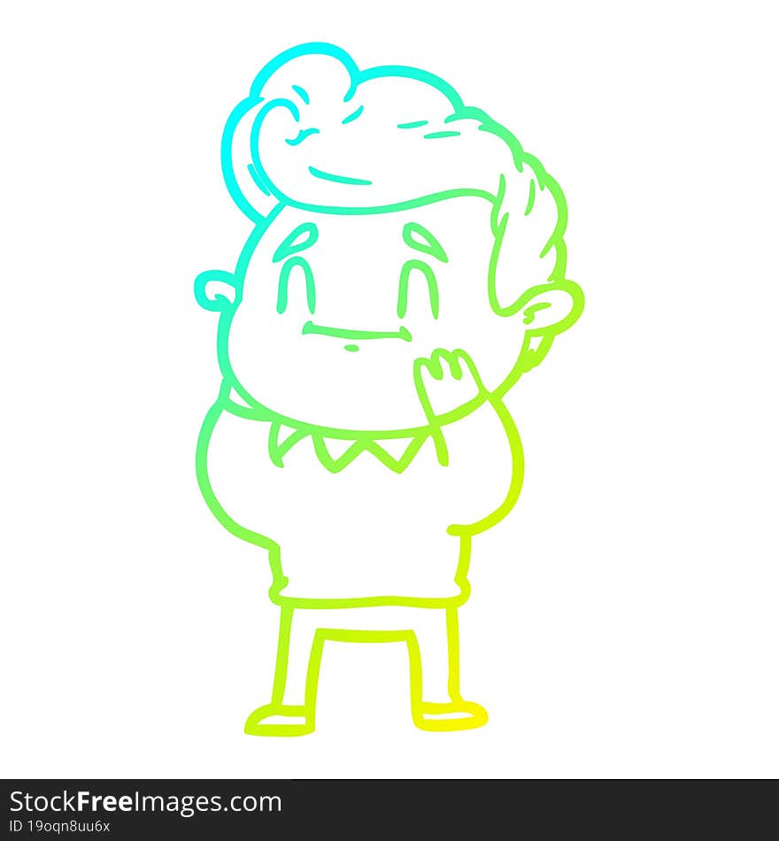 cold gradient line drawing happy surprised cartoon man