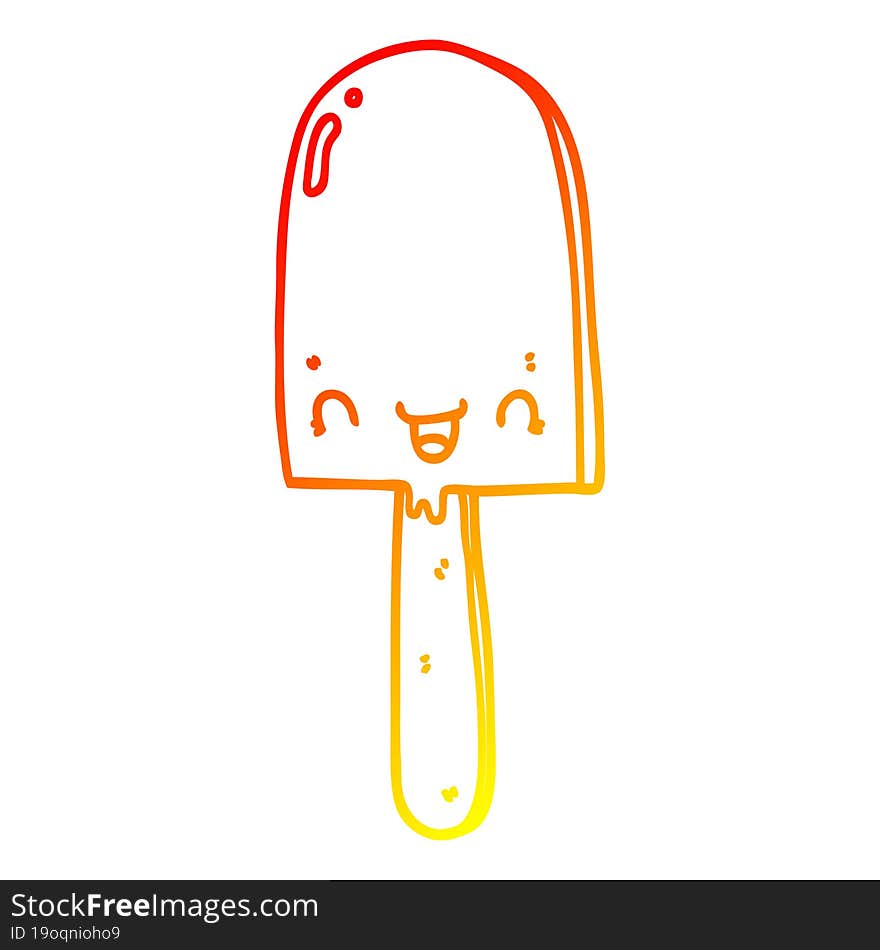 warm gradient line drawing of a cartoon ice lolly