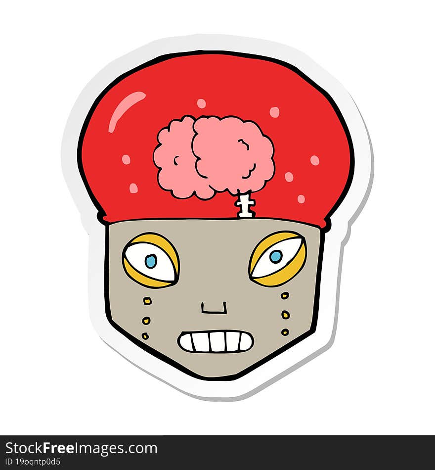 sticker of a cartoon spooky robot head