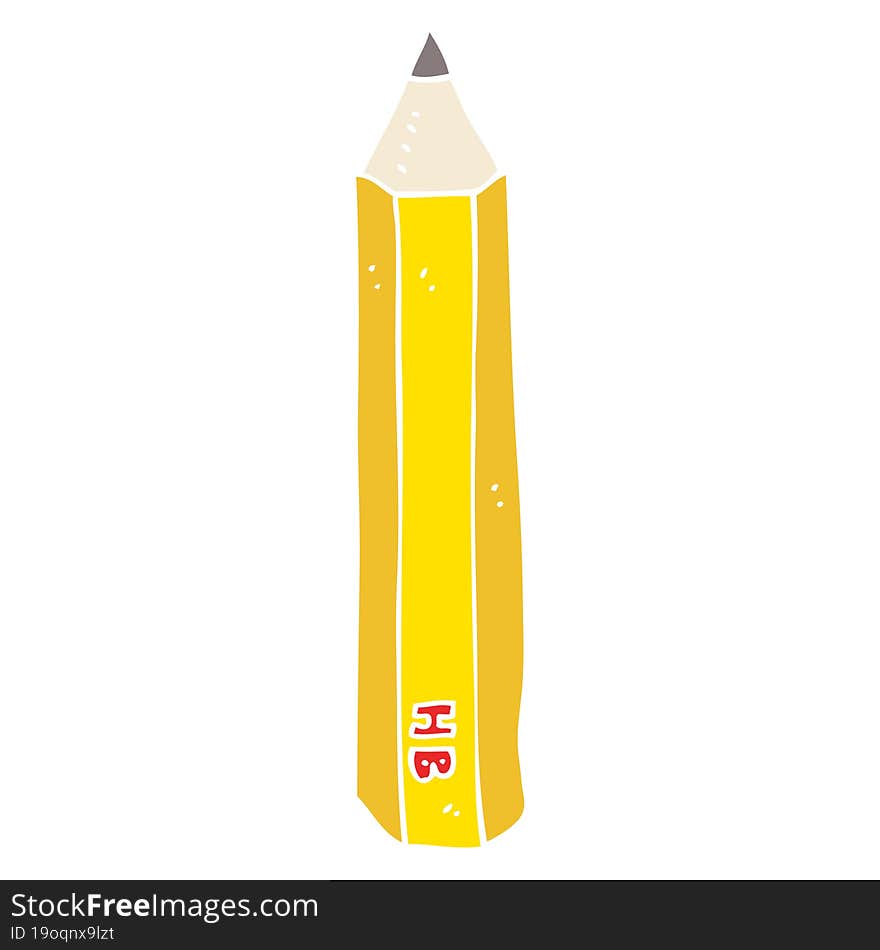 Flat Color Illustration Of A Cartoon Pencil