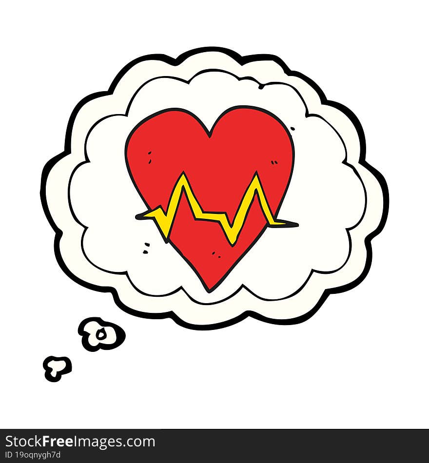 thought bubble cartoon heart rate pulse symbol