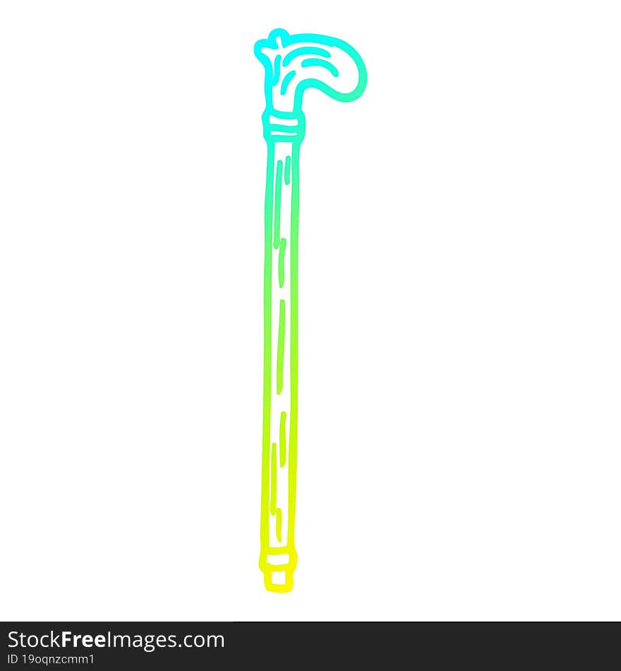 cold gradient line drawing cartoon walking stick