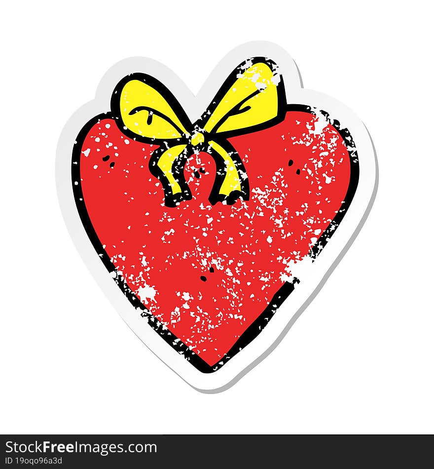 retro distressed sticker of a cartoon love heart