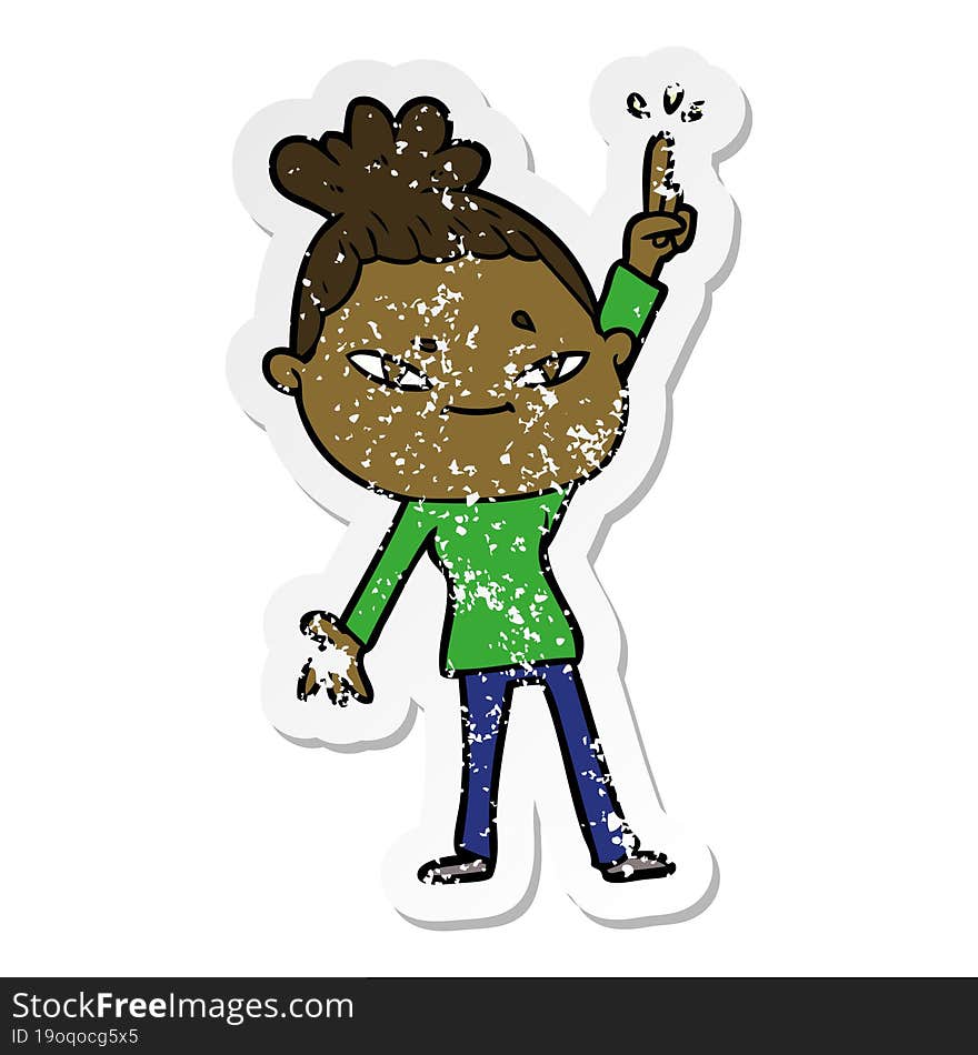 Distressed Sticker Of A Cartoon Woman