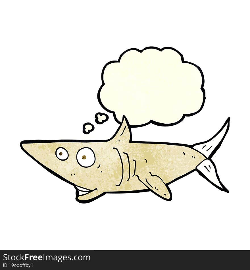 cartoon happy shark with thought bubble