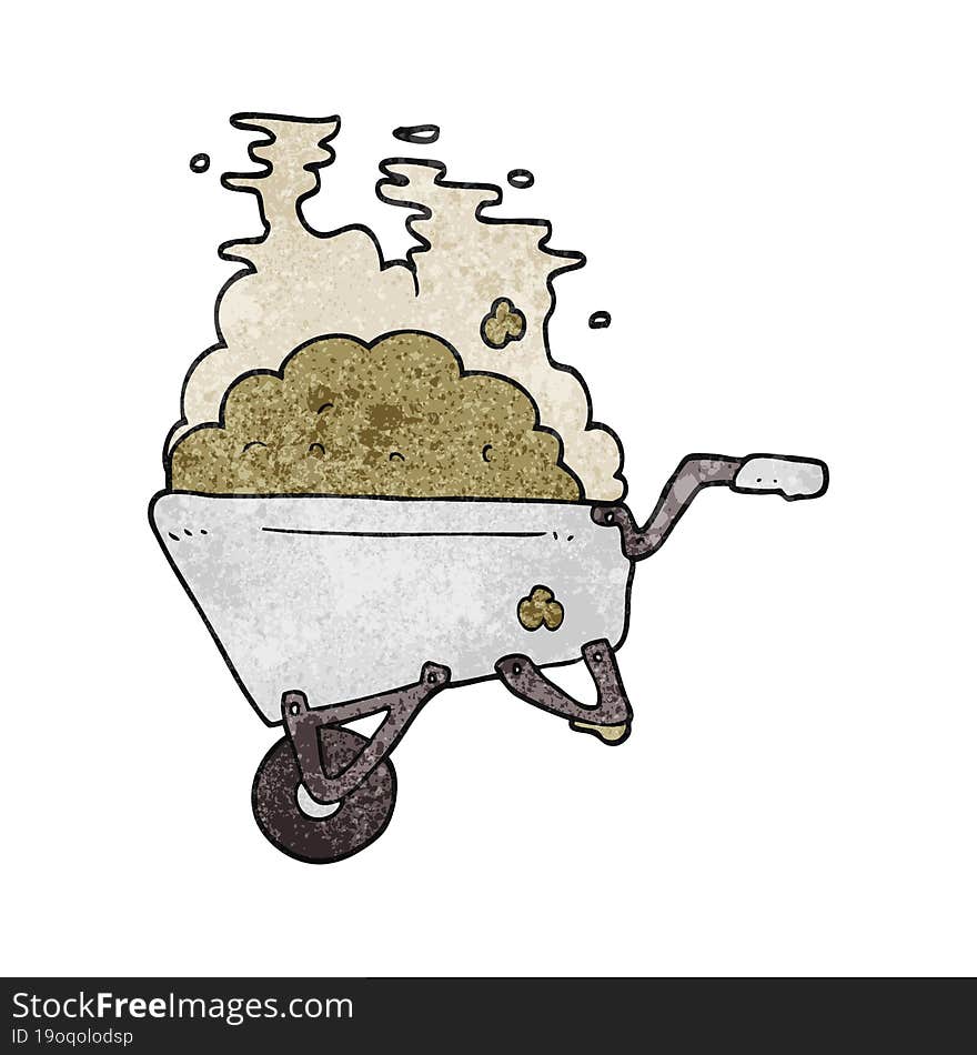 Textured Cartoon Wheelbarrow Full Of Dirt