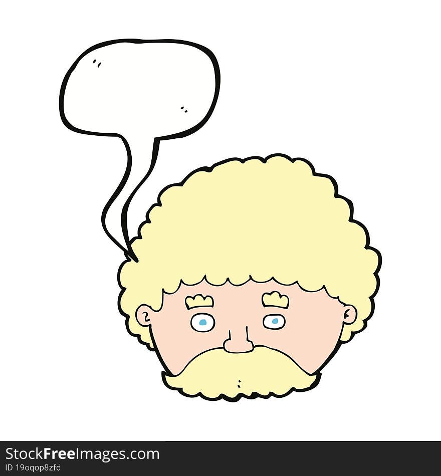 Cartoon Man With Mustache With Speech Bubble