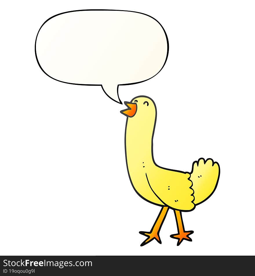 cartoon bird and speech bubble in smooth gradient style