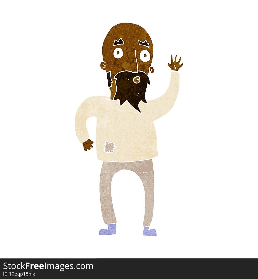 cartoon bearded man waving