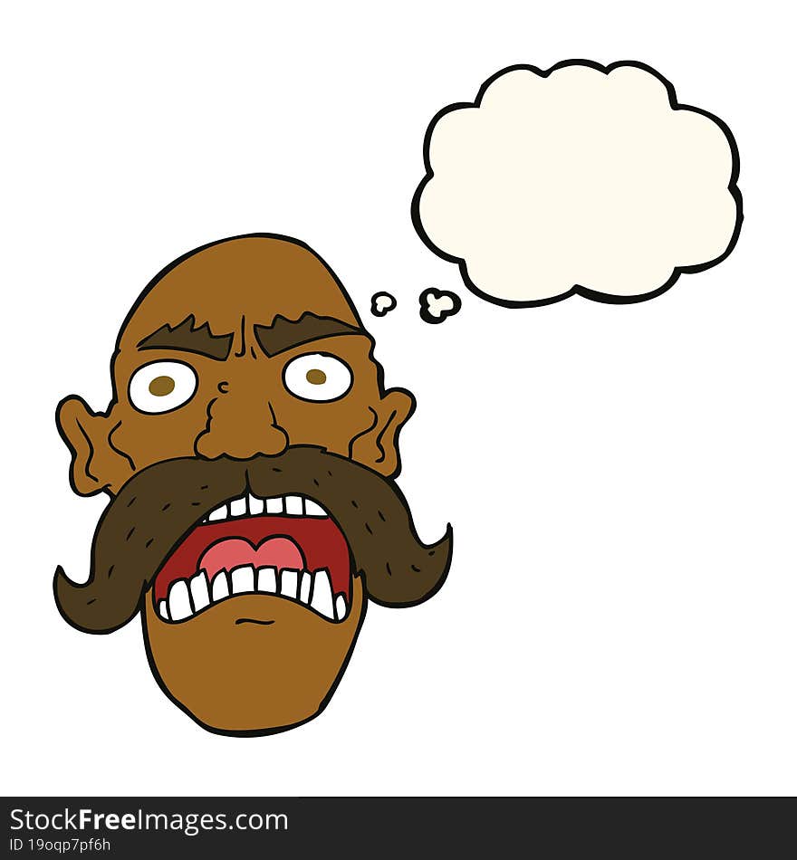 cartoon angry old man with thought bubble