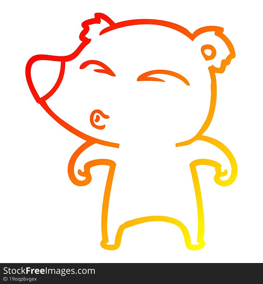 warm gradient line drawing cartoon whistling bear