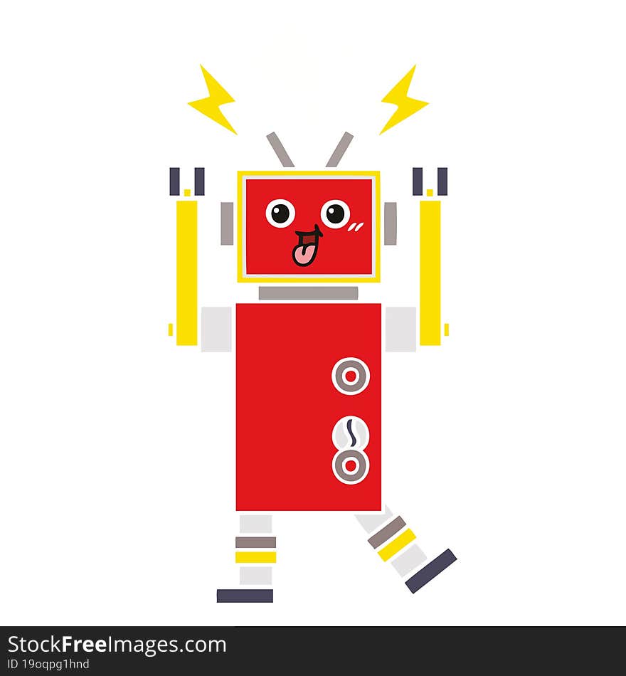 flat color retro cartoon of a robot