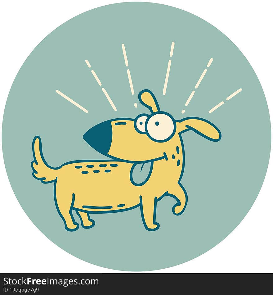 icon of a tattoo style happy dog