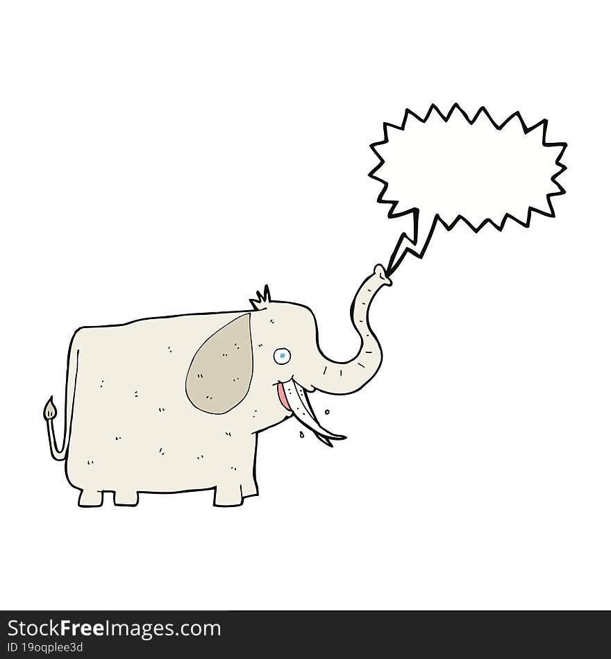 cartoon happy elephant with speech bubble