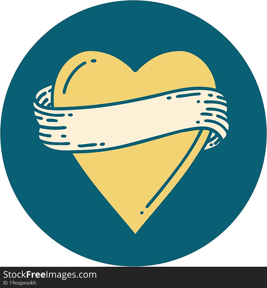 Tattoo Style Icon Of A Heart And Banner