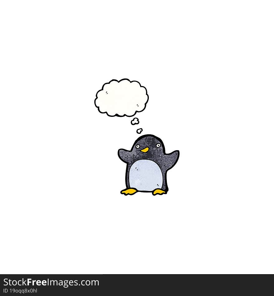 Funny Penguin Cartoon With Thought Bubble