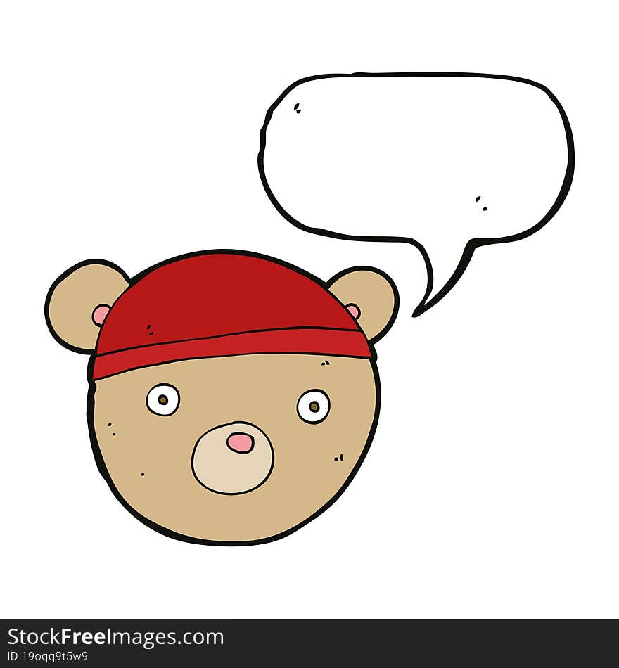 cartoon teddy bear hat with speech bubble