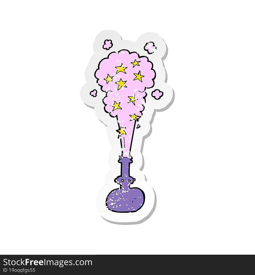 Retro Distressed Sticker Of A Cartoon Magic Potion