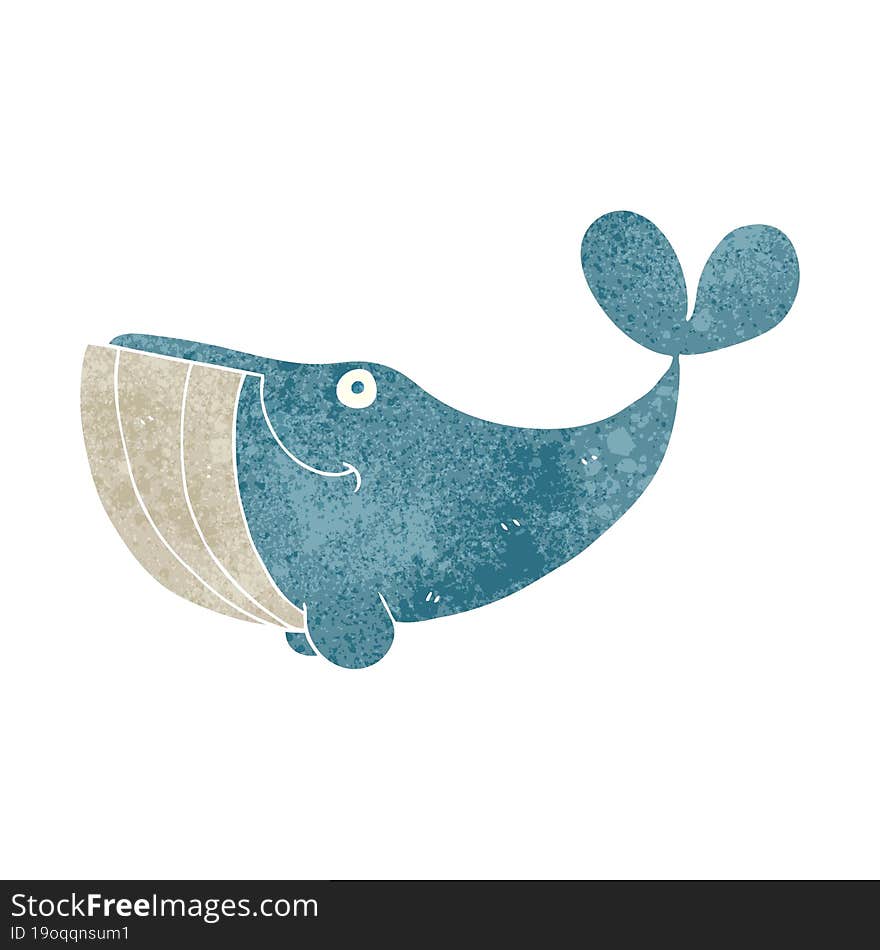 freehand retro cartoon happy whale