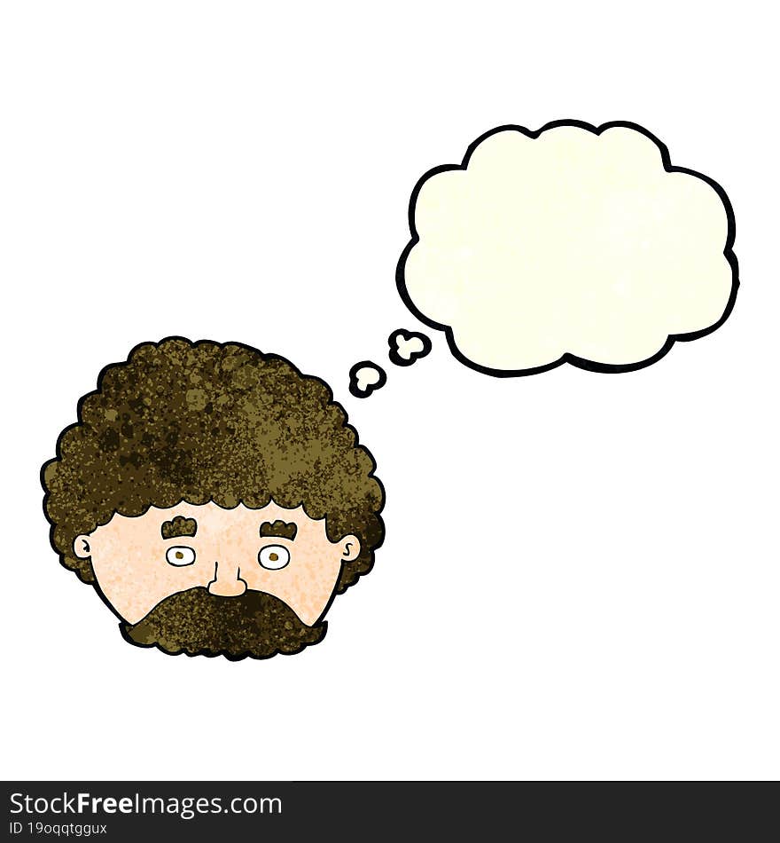 Cartoon Man With Mustache With Thought Bubble