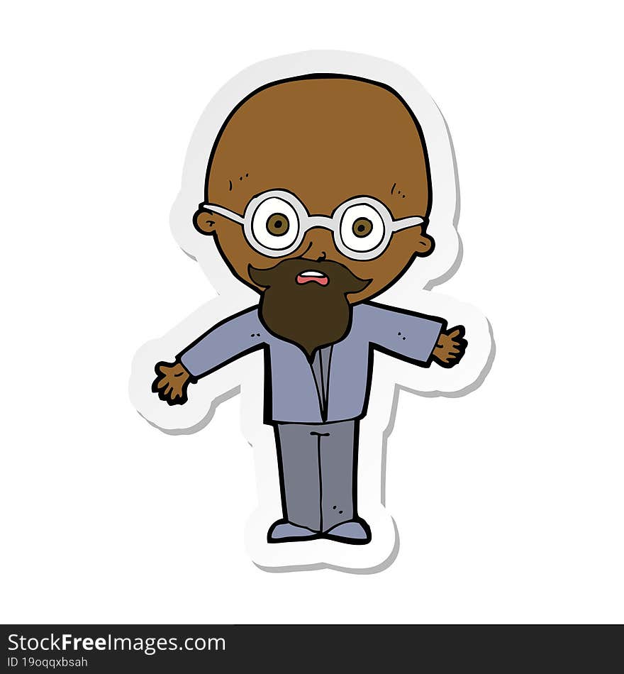 sticker of a cartoon genius scientist