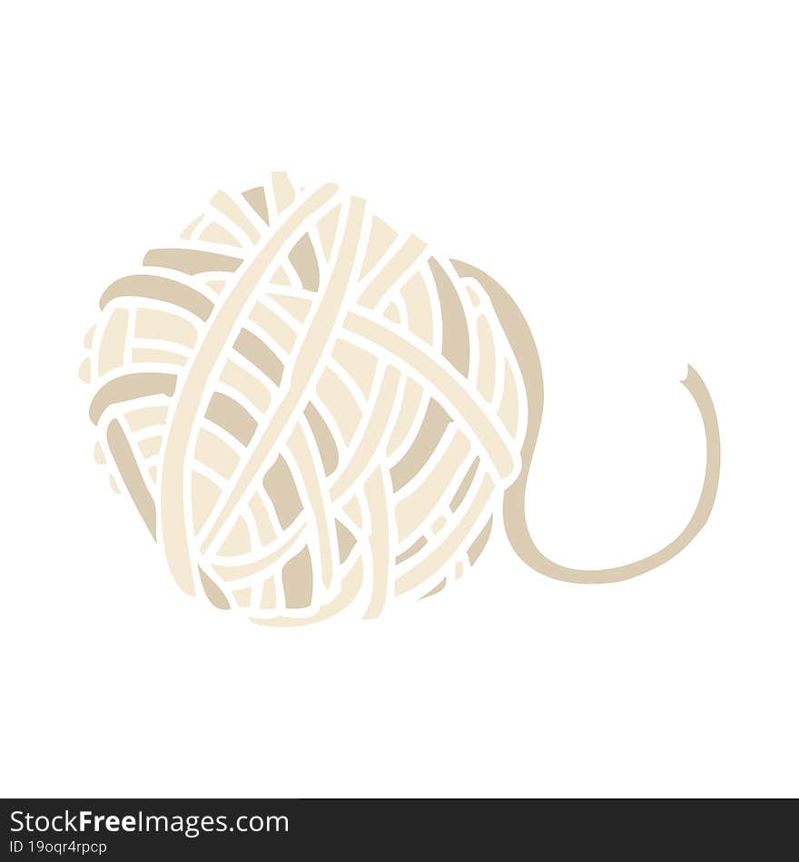 Flat Color Illustration Cartoon Ball Of String