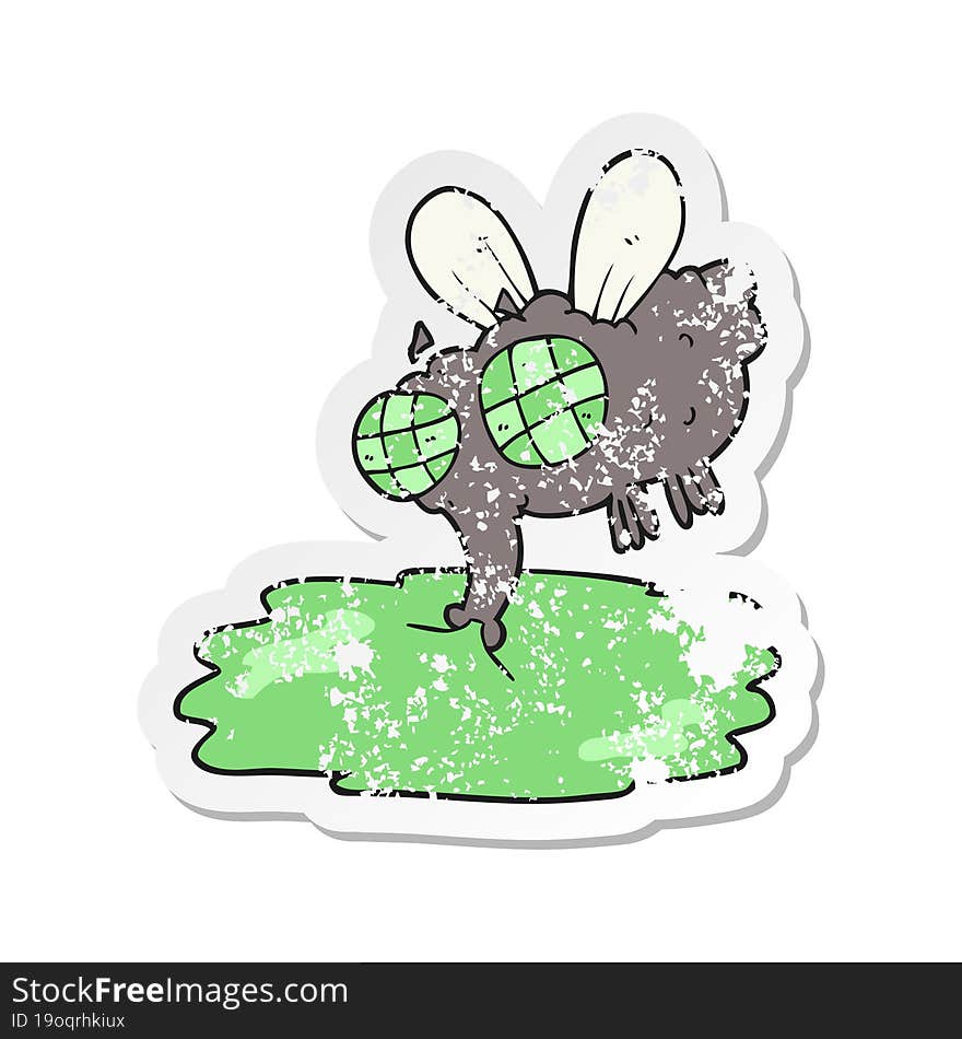 retro distressed sticker of a cartoon gross fly