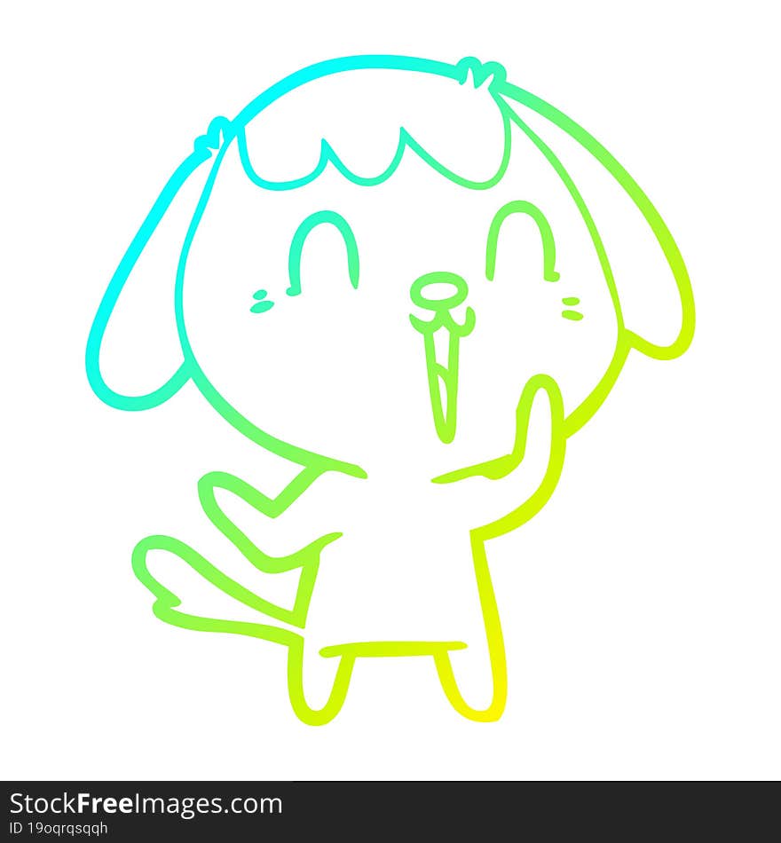 Cold Gradient Line Drawing Cute Cartoon Dog