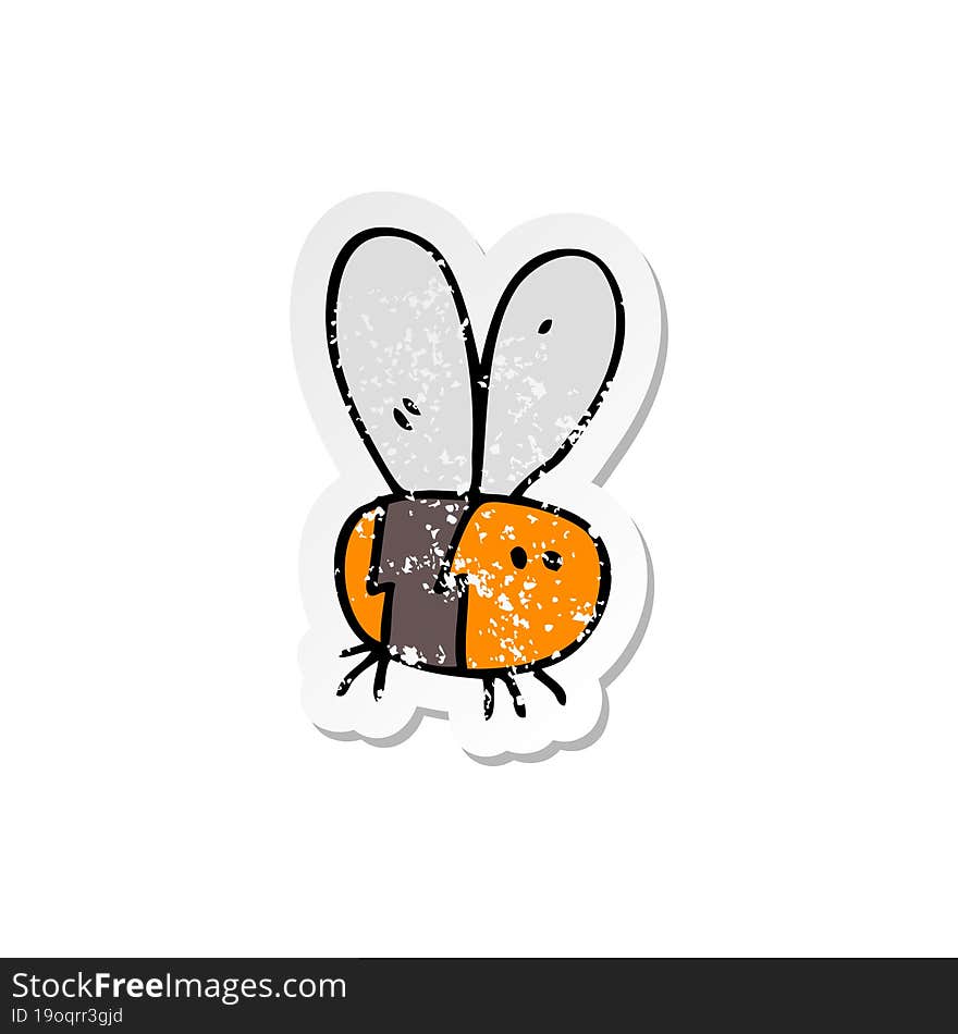 retro distressed sticker of a cartoon bee