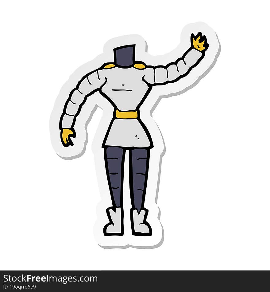 sticker of a cartoon female robot body